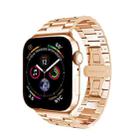 For Apple Watch Series 3 38mm Three-bead Butterfly Buckle Metal Watch Band(Rose Gold) - 1