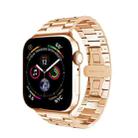 For Apple Watch Series 3 42mm Three-bead Butterfly Buckle Metal Watch Band(Gold) - 1