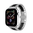 For Apple Watch Series 3 42mm Three-bead Butterfly Buckle Metal Watch Band(Silver Black) - 1