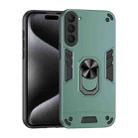 For Samsung Galaxy S23 5G Shockproof Metal Ring Holder Phone Case(Green) - 1