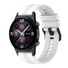 For Honor Watch GS 4 Striped Stainless Steel Buckle Silicone Watch Band(White) - 1