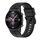 For Honor Watch GS 4 Striped Stainless Steel Buckle Silicone Watch Band(Black) - 1