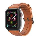 For Apple Watch SE 2023 44mm DUX DUCIS Business Genuine Leather Watch Strap(Khaki) - 1