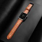 For Apple Watch SE 2023 44mm DUX DUCIS Business Genuine Leather Watch Strap(Khaki) - 2