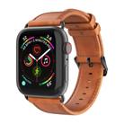 For Apple Watch SE 2022 40mm DUX DUCIS Business Genuine Leather Watch Strap(Khaki) - 1