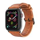 For Apple Watch SE 2022 44mm DUX DUCIS Business Genuine Leather Watch Strap(Khaki) - 1