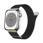 For Apple Watch 42mm Two Color Milanese Loop Magnetic Watch Band(Black Gold) - 1