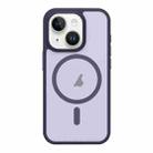 For iPhone 15 Plus Metal Button Skin Feel Matte MagSafe Shockproof Phone Case(Purple) - 1