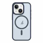For iPhone 15 Metal Button Skin Feel Matte MagSafe Shockproof Phone Case(Lavender Grey) - 1