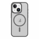 For iPhone 15 Metal Button Skin Feel Matte MagSafe Shockproof Phone Case(Grey) - 1