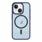 For iPhone 14 Plus Metal Button Skin Feel Matte MagSafe Shockproof Phone Case(Dark Blue) - 1