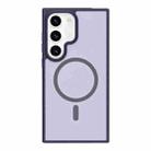 For Samsung Galaxy S21 5G Metal Button Skin Feel Matte MagSafe Shockproof Phone Case(Purple) - 1