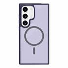 For Samsung Galaxy S22 5G Metal Button Skin Feel Matte MagSafe Shockproof Phone Case(Purple) - 1