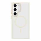 For Samsung Galaxy S23 5G Metal Button Skin Feel Matte MagSafe Shockproof Phone Case(White) - 1