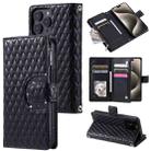 For iPhone 15 Pro Max Glitter Lattice Zipper Wallet Leather Phone Case(Black) - 1