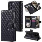 For iPhone 15 Pro Glitter Lattice Zipper Wallet Leather Phone Case(Black) - 1