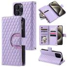 For iPhone 15 Pro Glitter Lattice Zipper Wallet Leather Phone Case(Purple) - 1