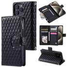 For iPhone 14 Pro Max Glitter Lattice Zipper Wallet Leather Phone Case(Black) - 1