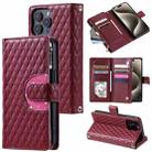 For iPhone 13 Pro Max Glitter Lattice Zipper Wallet Leather Phone Case(Wine Red) - 1