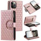 For iPhone 12 / 12 Pro Glitter Lattice Zipper Wallet Leather Phone Case(Rose Gold) - 1