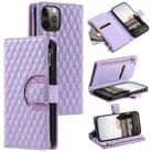 For iPhone 12 Pro Max Glitter Lattice Zipper Wallet Leather Phone Case(Purple) - 1