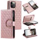 For iPhone 12 Pro Max Glitter Lattice Zipper Wallet Leather Phone Case(Rose Gold) - 1