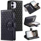 For iPhone 11 Glitter Lattice Zipper Wallet Leather Phone Case(Black) - 1