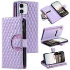 For iPhone 11 Glitter Lattice Zipper Wallet Leather Phone Case(Purple) - 1