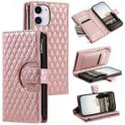 For iPhone 11 Glitter Lattice Zipper Wallet Leather Phone Case(Rose Gold) - 1