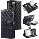 For iPhone 11 Pro Glitter Lattice Zipper Wallet Leather Phone Case(Black) - 1
