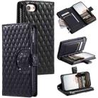 For iPhone 7 / 8 / SE 2022 Glitter Lattice Zipper Wallet Leather Phone Case(Black) - 1