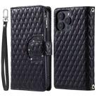 For iPhone 16 Pro Max Glitter Lattice Zipper Wallet Leather Phone Case(Black) - 3