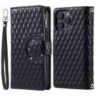 For iPhone 16 Pro Glitter Lattice Zipper Wallet Leather Phone Case(Black) - 3