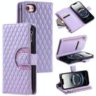 For iPhone 16e Glitter Lattice Zipper Wallet Leather Phone Case(Purple) - 1