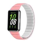 For Samsung Galaxy Fit 3 Two Color Magnetic Silicone Watch Band(White Pink) - 1