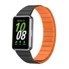 For Samsung Galaxy Fit 3 Two Color Magnetic Silicone Watch Band(Black Orange) - 1