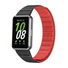For Samsung Galaxy Fit 3 Two Color Magnetic Silicone Watch Band(Black Red) - 1