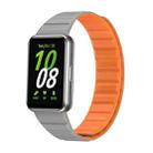 For Samsung Galaxy Fit 3 Two Color Magnetic Silicone Watch Band(Grey Orange) - 1