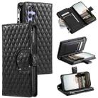 For Samsung Galaxy A15 4G/5G Glitter Lattice Zipper Wallet Leather Phone Case(Black) - 1