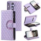 For Samsung Galaxy A55 5G Glitter Lattice Zipper Wallet Leather Phone Case(Purple) - 1