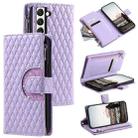 For Samsung Galaxy S22 5G Glitter Lattice Zipper Wallet Leather Phone Case(Purple) - 1