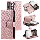 For Samsung Galaxy S22 5G Glitter Lattice Zipper Wallet Leather Phone Case(Rose Gold) - 1