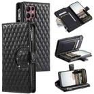 For Samsung Galaxy S22 Ultra 5G Glitter Lattice Zipper Wallet Leather Phone Case(Black) - 1