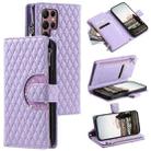 For Samsung Galaxy S22 Ultra 5G Glitter Lattice Zipper Wallet Leather Phone Case(Purple) - 1