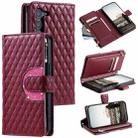 For Samsung Galaxy S23 5G Glitter Lattice Zipper Wallet Leather Phone Case(Wine Red) - 1