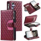 For Samsung Galaxy S23 FE 5G Glitter Lattice Zipper Wallet Leather Phone Case(Wine Red) - 1