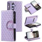 For Samsung Galaxy S24 5G Glitter Lattice Zipper Wallet Leather Phone Case(Purple) - 1