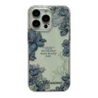 For iPhone 15 Pro Crystal Ice Cooling Shockproof TPU Phone Case(Dark Blue Flower) - 1