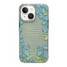 For iPhone 15 Crystal Ice Cooling Shockproof TPU Phone Case(Blue Flower) - 1