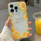 For iPhone 14 Pro Crystal Ice Cooling Shockproof TPU Phone Case(Yellow Flower) - 1